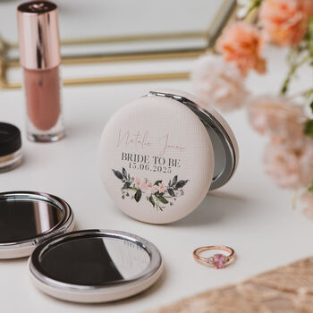 Personalised Bride To Be Luxury Round Pocket Mirror, 5 of 6