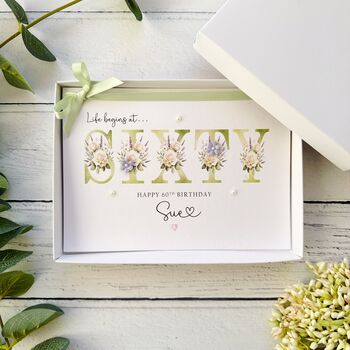 Life Begins At Sixty Floral Birthday Card, 8 of 9