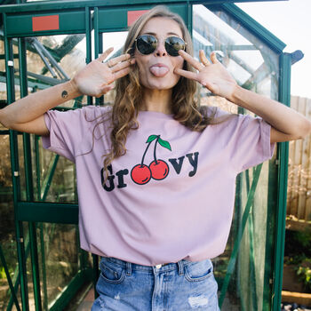 Groovy Women's Slogan T Shirt With Cherries, 2 of 4