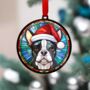 Boston Terrier In Santa Hat Suncatcher Decoration, thumbnail 2 of 6