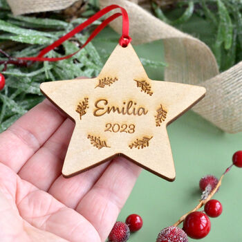 Personalised Star Christmas Tree Decoration, 2 of 2