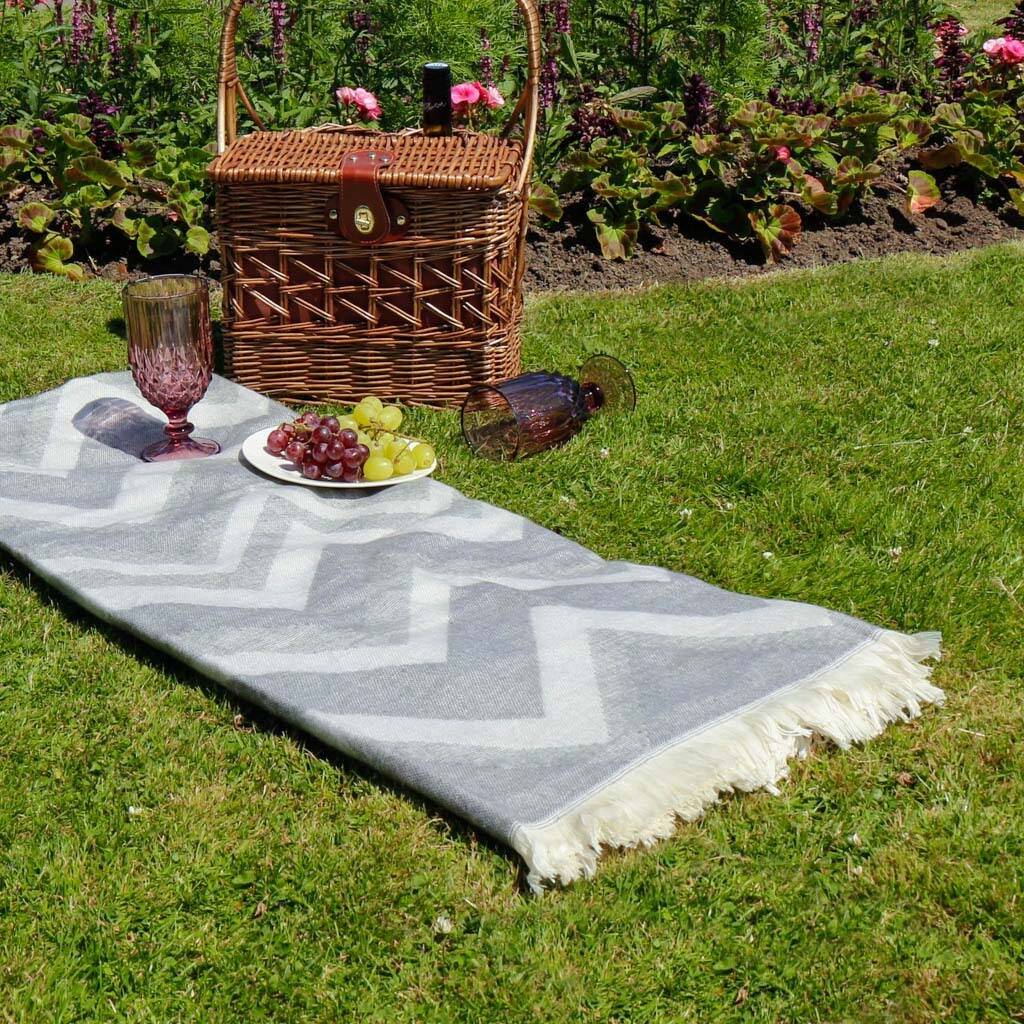 Colourful Chevron Striped Picnic Blanket By Dibor