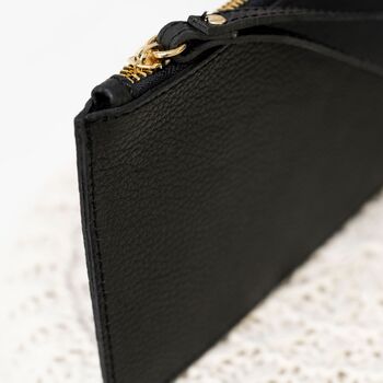 Black Pebbled Leather Wristlet Clutch Bag, 4 of 12