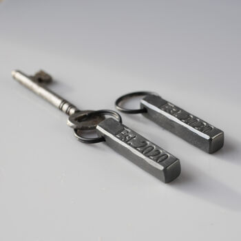 6th Anniversary Gift; Forged Dark Iron Bar Keyring, 6 of 12