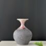 Handmade Porcelain Vase Textured Charcoal Black Base With Glossy Red Glazed Rim, thumbnail 2 of 4
