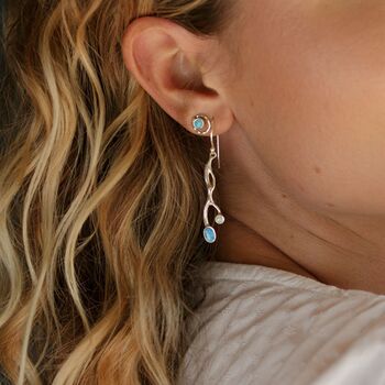 Handmade Dainty Fire Opal Silver Stud Earrings, 3 of 7