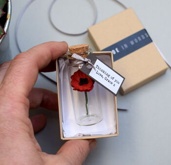 Tiny Paper Poppy In A Bottle Personalised Keepsake, 5 of 7