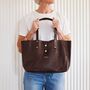 Buttery Soft Leather Tote Bag Dark Brown With Optional Personalisation, thumbnail 1 of 6