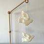 Linen Flying Birds Mobile Neutral Nursery Decor, thumbnail 3 of 6