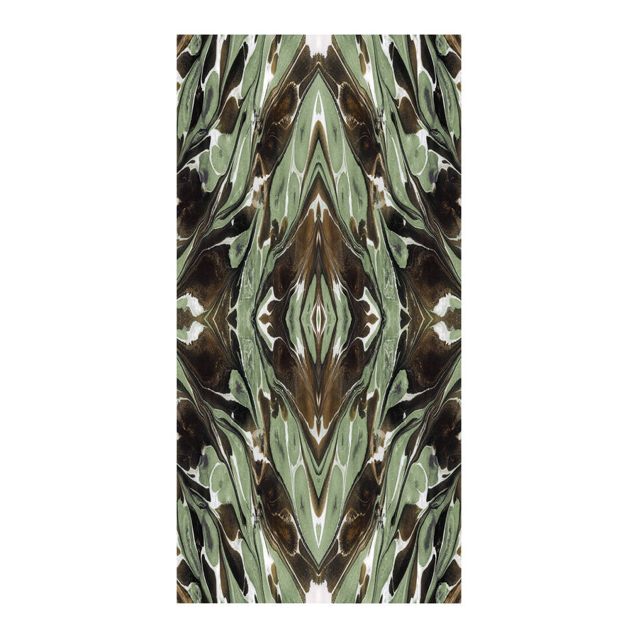 Lichen Brown Green Marble Print Wool Silk Scarf By Edition De Luxe Lichen Brown Green Marble Print Wool Silk Scarf