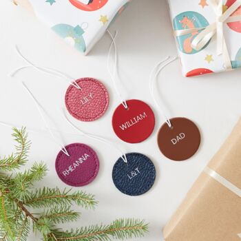 Reusable Christmas Leather Gift Tag, 3 of 6