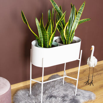 White Oval Metal Planter Stand, 3 of 4