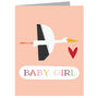 Mini Pink Stork Baby Girl Card, thumbnail 2 of 4
