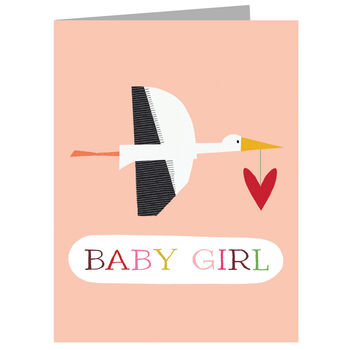 Mini Pink Stork Baby Girl Card, 2 of 4