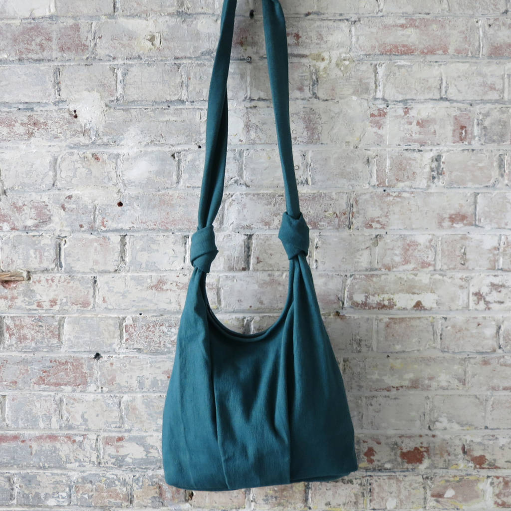 fair trade cotton cross body everyday bag zip closure by aura que