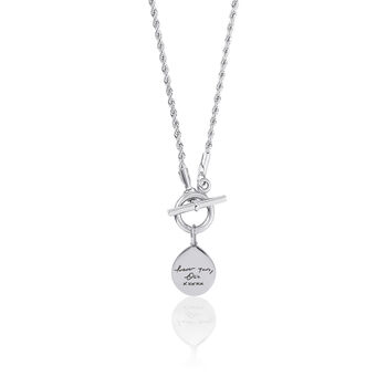 Personalised Handwriting T Bar Necklace With Rope Chain, 4 of 5