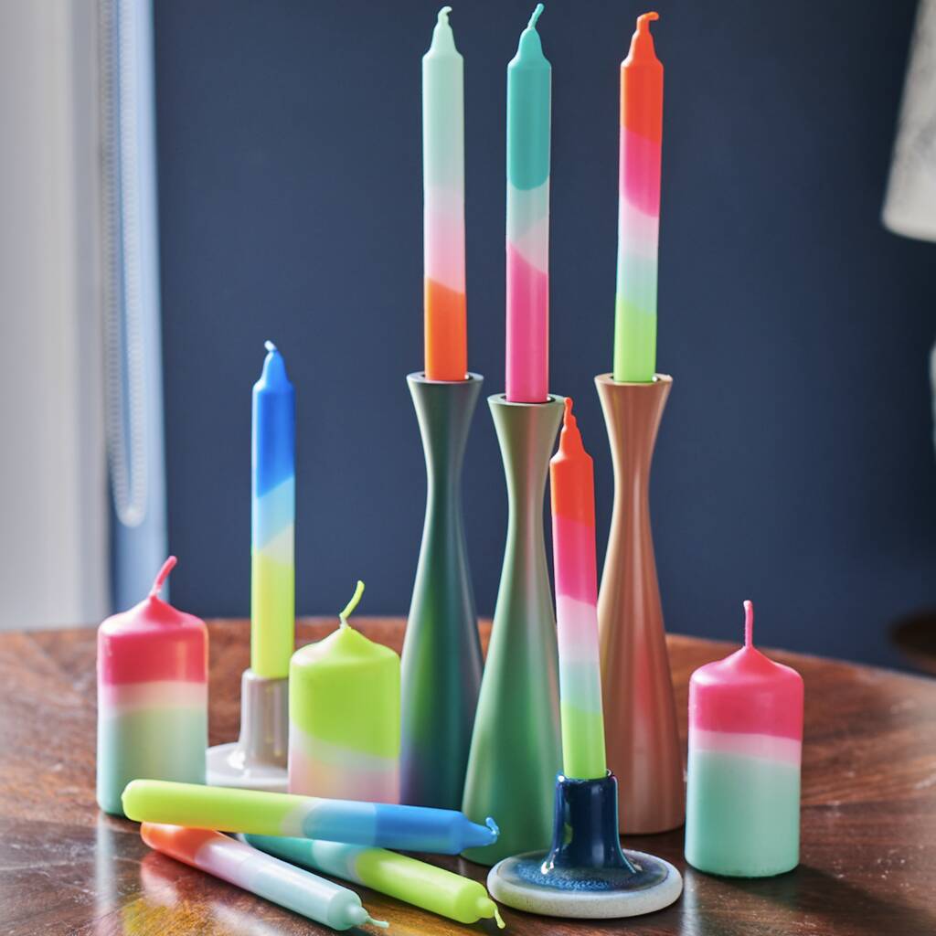 Neon Dip Dyed Dining Candles, 1 of 12
