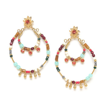 'Gypsy' Statement Drop Earrings Semiprecious Stones And Crystal, 2 of 3
