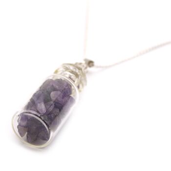 Amethyst Bottle Silver Plated Necklace, 3 of 7