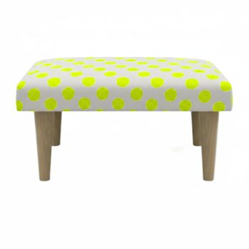 Hand Painted Upholstered Linen Square Footstool Polka Dot, 12 of 12