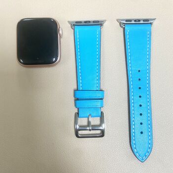 Vegan Leather Apple Watch Strap In Turquoise, 3 of 4