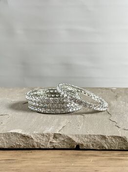 Elsie Silver Festive Bangles | Bridal Gift | Oxidised Finish | Kara Chori Bangles Set Intricate | Gift For Her, 5 of 8