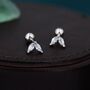 Sterling Silver Cz Marquise Leaf Screwback Earrings, thumbnail 6 of 11