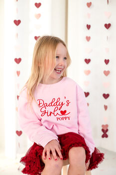 Valentines 'Daddy's Girl/Boy' Personalised Name Embroidered Sweatshirt Jumper, 2 of 6