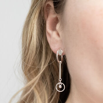 Sterling Silver Heart And Bar Studs, 2 of 4
