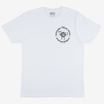 Support Your Local Discotheque Unisex Graphic White T Shirt, 2 of 2