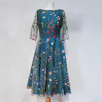 Flora 1950s Inspired Floral Lace Dress, 6 of 8