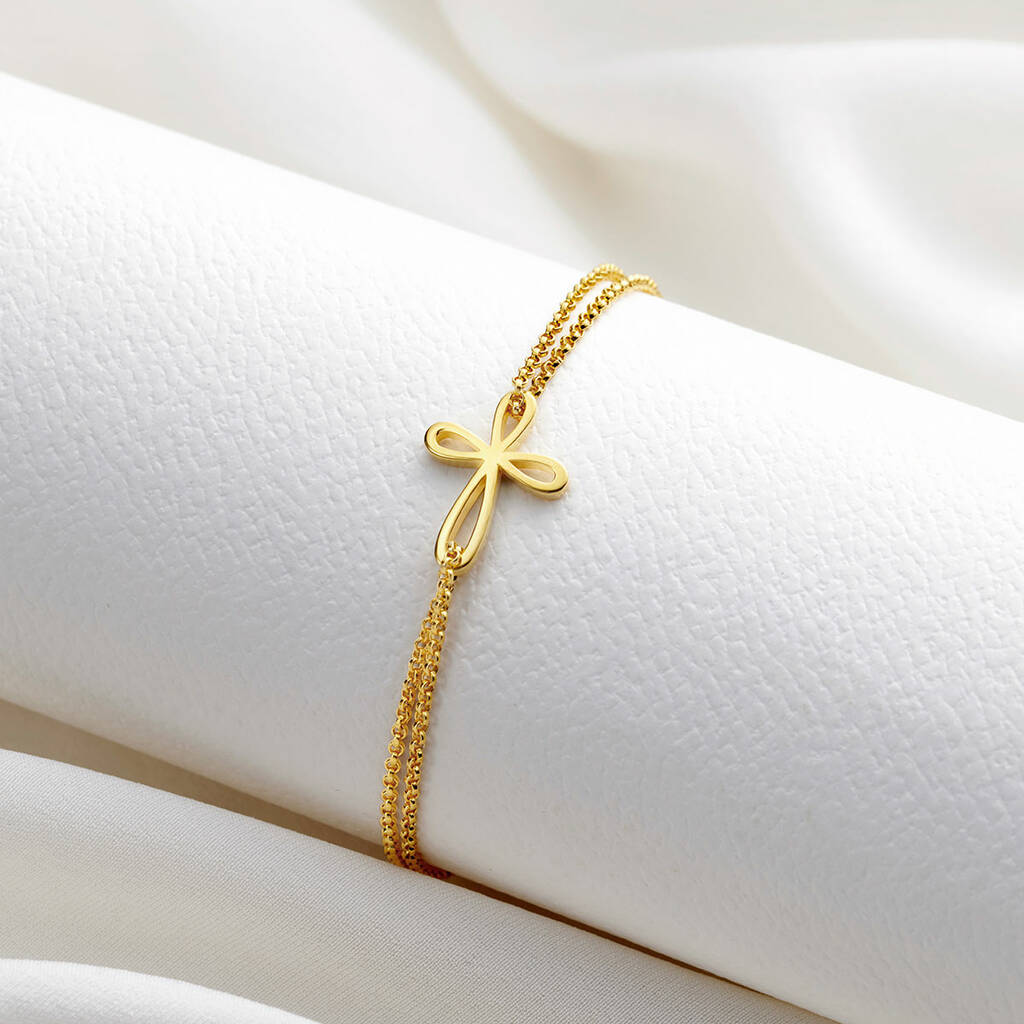 18ct Gold Plated First Communion Cross Bracelet By Molly Brown London |  notonthehighstreet.com