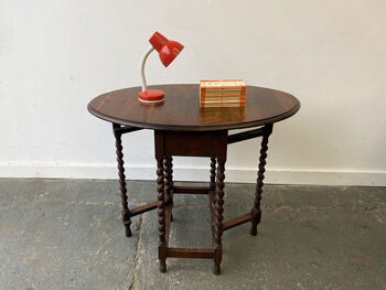 Edwardian Oak Drop Leaf Side Table, 7 of 9