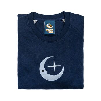 Moon Smile Embroidered Sweatshirt Deep Sea Blue, 2 of 6