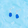 Cornish Sea Glass Stud Earrings Blue, thumbnail 2 of 5
