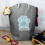 Personalised Blue Paw Print Dog Toy Storage Bag, thumbnail 3 of 4