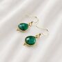 Green Emerald Gemstone Drop Earrings, thumbnail 2 of 6