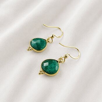 Green Emerald Gemstone Drop Earrings, 2 of 6