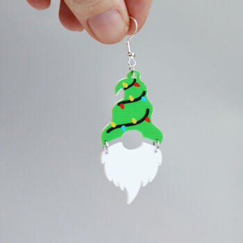 Christmas Tree Hat Gnome Gonk Earrings, 2 of 8