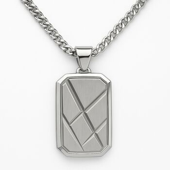 Personalised Men’s Contemporary Silver Dog Tag Necklace, 3 of 4
