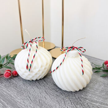 White Christmas Bauble Candle And Christmas Decoration, 9 of 9