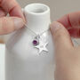 Engraved Silver Plated Star Birthstone Crystal Necklace, thumbnail 4 of 12