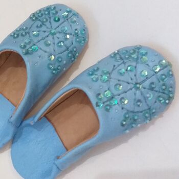 Girl's Handmade Leather Slippers With Sequins, 12 of 12