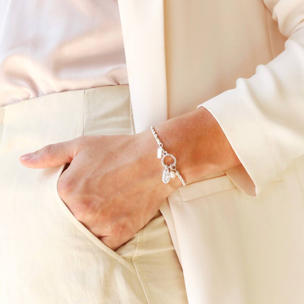 Pearl And Ring Charm Bracelet By Tala 