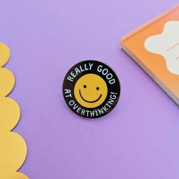 Really Good At Overthinking Enamel Pin Badge, 4 of 5