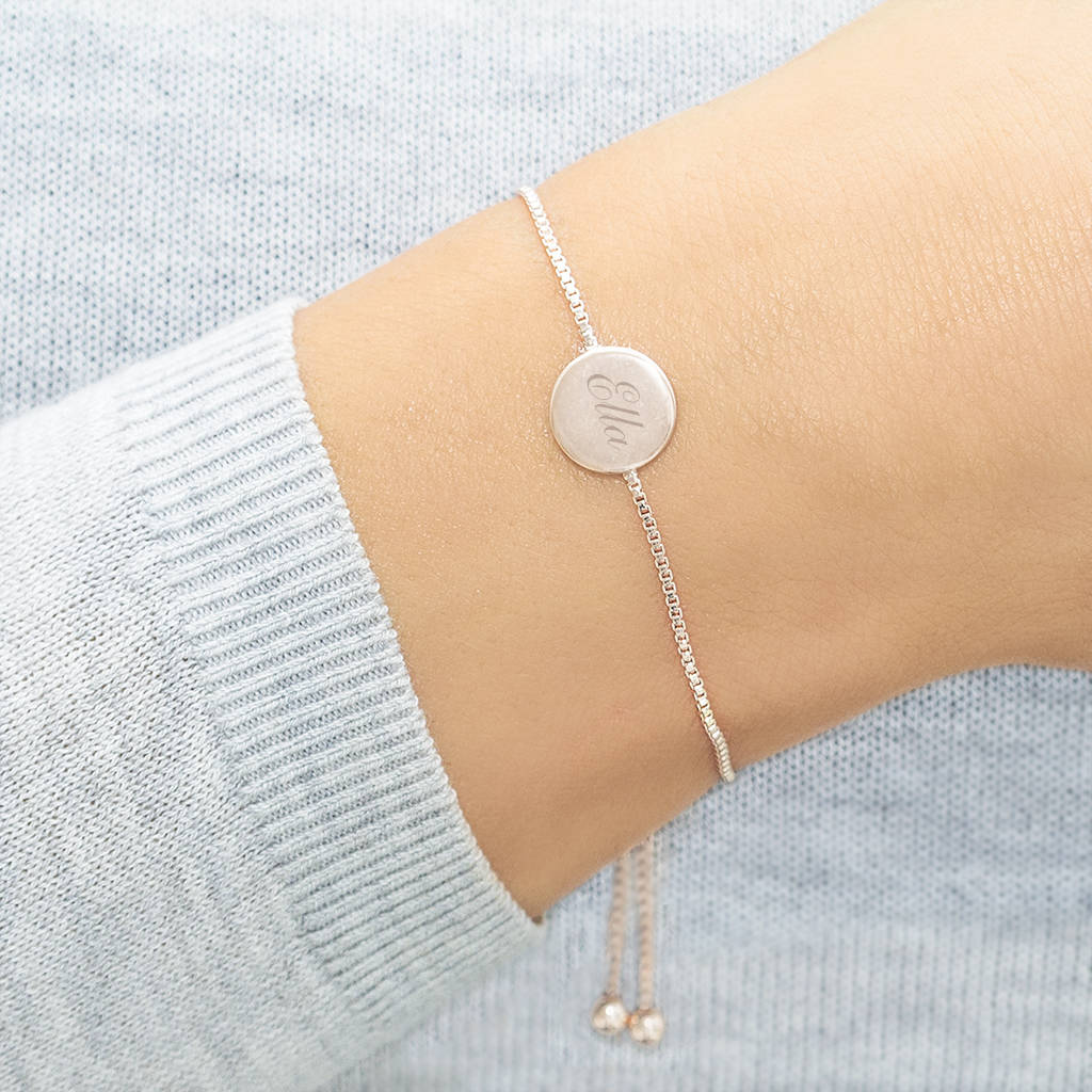 Personalised Disc Slider Bracelet By Bloom Boutique