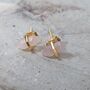 Double Terminated Rose Quartz Gold Plated Stud Earrings, thumbnail 1 of 5