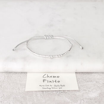 Silver 925 Cancer Support Chemo Finito Morse Code Bracelet, 6 of 7
