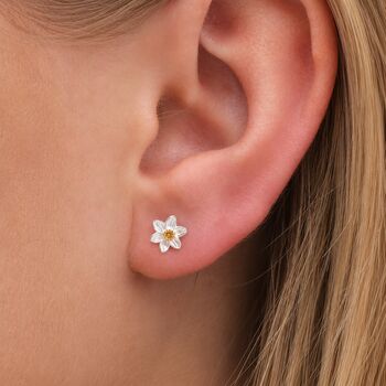 Sterling Silver Daffodil Stud Earrings, 2 of 10