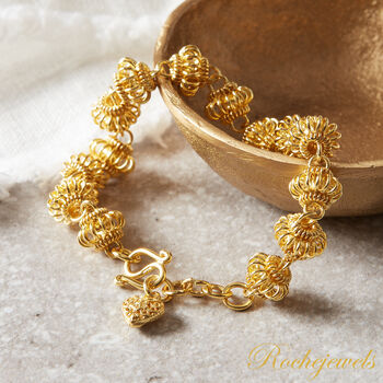 Filigree Heart Charm Ball Gold And Silver Bracelet, 9 of 9